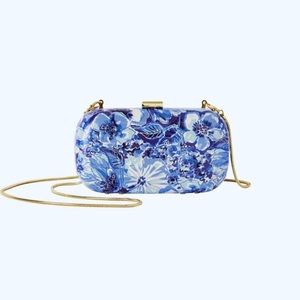 Lilly Pulitzer Hard Case Clutch With Metal Strap